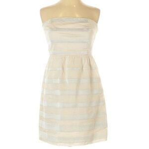 J. Crew Strapless Cotton Mini Dress Cream Rugby Stripe Ladies Size 6